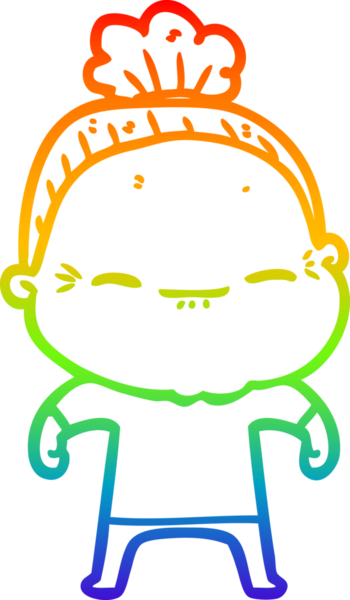 Gökkuşağı gradyan çizimi bir insan tarafından çizilmiş barışçıl yaşlı bir kadının çizimi