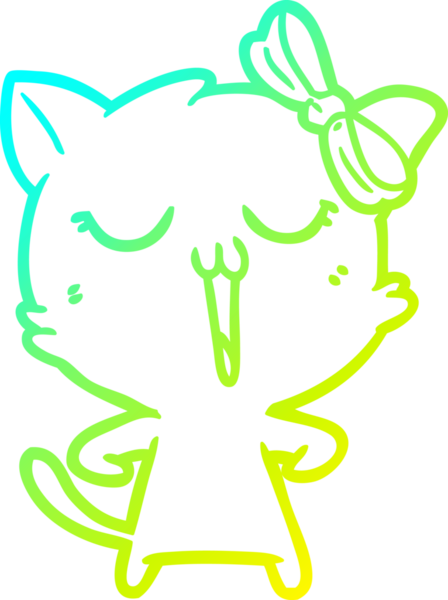 Bir insan tarafından çizilen çizgi film kedisinin soğuk gradyan çizgisi.