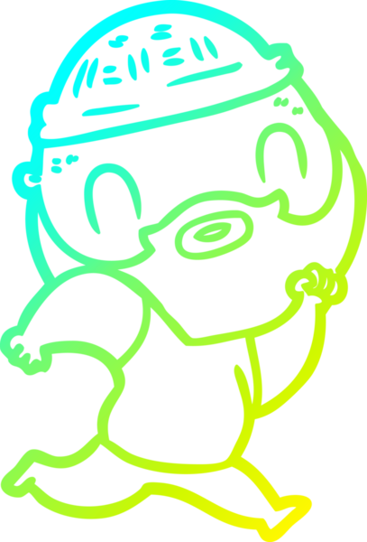 Bir insan tarafından çizilmiş sakallı bir karikatür çizimi.