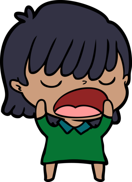 Çizgi filmdeki kadın bir insan tarafından yüksek sesle çizilmiş.