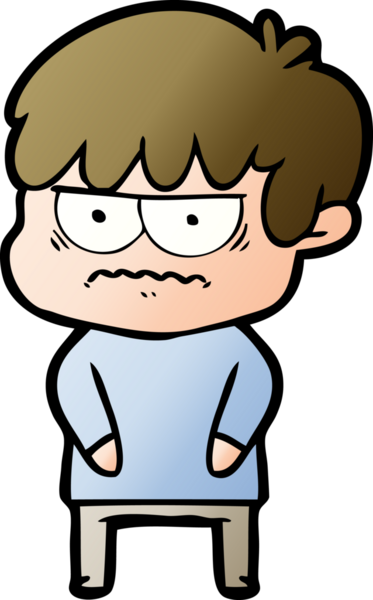 Bir insan tarafından çizilmiş sinirli çizgi film çocuğu.