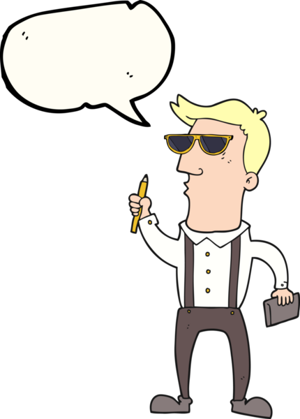 Bir insan tarafından çizilmiş not defteri olan serbest konuşma balonu karikatürü çizen adam.