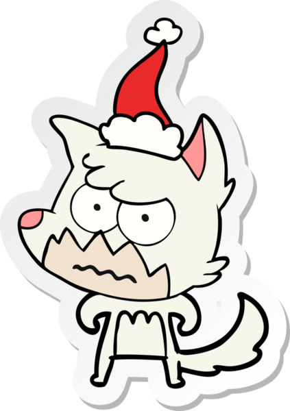 Bir insan tarafından çizilmiş Noel Baba şapkası giymiş kızgın bir tilkinin el yazısı.
