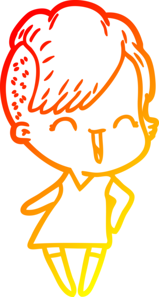 Bir insan tarafından çizilmiş mutlu çizgi film hipster kızı çizimi.