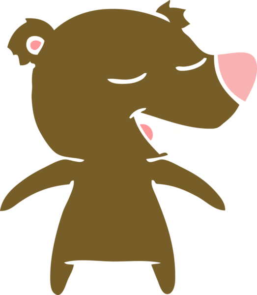 Bir insan tarafından çizilmiş düz renkli çizgi film ayısı