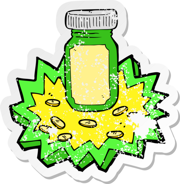 Bir insan tarafından çizilmiş karikatür kavanozunun gerilimli retro yapıştırması.