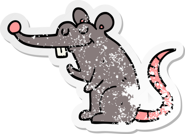 Bir insan tarafından çizilmiş karikatür faresinin sıkıntılı çıkartması.