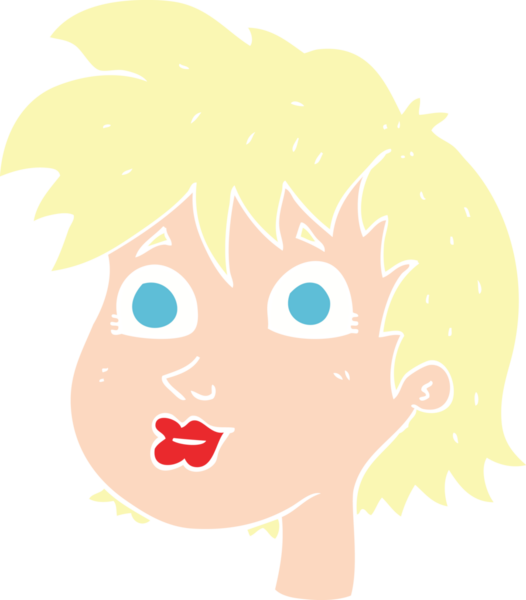 Bir insan tarafından çizilmiş kadın yüzünün düz renk çizimi