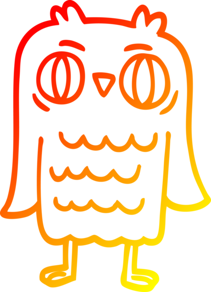 Bir insan tarafından çizilmiş bir baykuşun sıcak çizgi çizimi