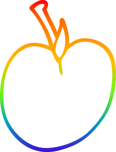 gökkuşağı gradyan çizimi bir insan tarafından çizilmiş bir elma karikatürü