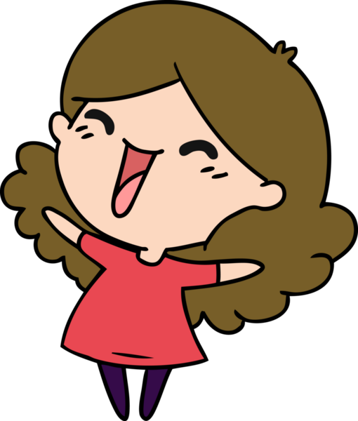 Bir insan tarafından çizilmiş tatlı bir kawai kızının serbest çizimi.