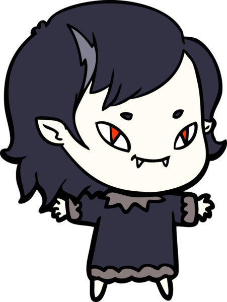 Bir insan tarafından çizilmiş çizgi film dostu vampir kız.