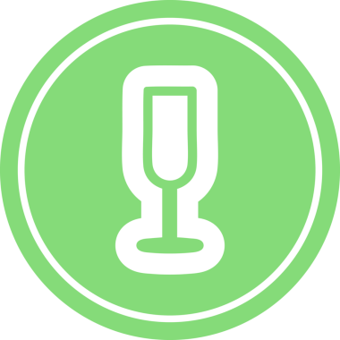 Bir insan tarafından çizilmiş şampanya flütü yuvarlak simgesi.