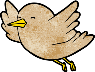 Bir insan tarafından çizilmiş uçan kuş.