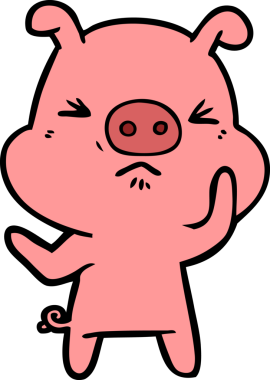 Bir insan tarafından çizilmiş kızgın domuz çizgi filmi.