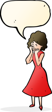 Bir insan tarafından çizilmiş konuşma balonu olan endişeli bir karikatür.