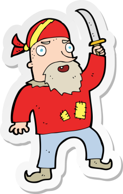 Bir insan tarafından çizilmiş karikatür korsanının çıkartması.