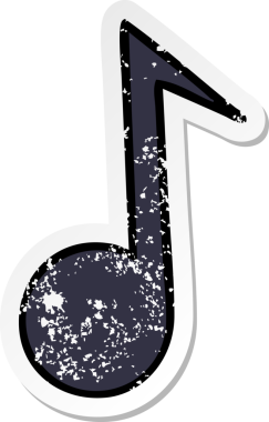 Bir insan tarafından çizilmiş şirin bir karikatür müzik notasının sıkıntılı çıkartması.