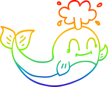 gökkuşağı gradyanı çizimi bir insan tarafından çizilmiş mutlu balina çizgi