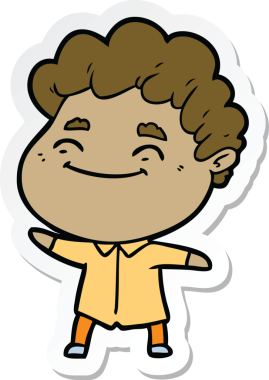 Bir insan tarafından çizilmiş, karikatür dostu bir adamın çıkartması.