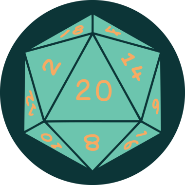 Bir insan tarafından çizilmiş doğal 20 D20 zar simgesi