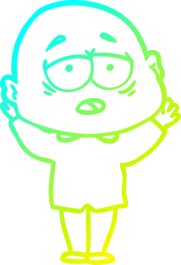 Bir insan tarafından çizilmiş, yorgun, kel bir adamın çizdiği soğuk çizgi.