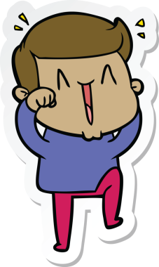 Bir insan tarafından çizilmiş heyecanlı bir adamın çıkartması.