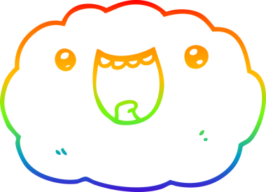 gökkuşağı gradyan çizgi çizimi bir insan tarafından çizilmiş mutlu bulut