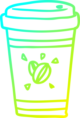 Bir insan tarafından çizilmiş soğuk gradyan kahve fincanı.