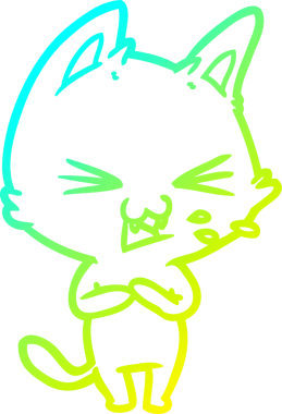 Bir insan tarafından çizilen çizgi film kedisinin soğuk gradyan çizimi