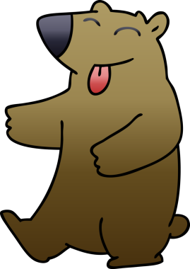 bir insan tarafından çizilmiş gölgelenmiş garip çizgi film ayısı.