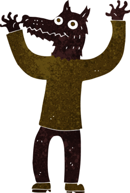 Bir insan tarafından çizilmiş bir kurt adam.