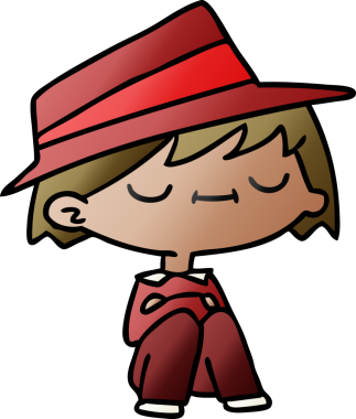 Bir insan tarafından çizilmiş sevimli bir kawai insanının serbest çizim çizimi.