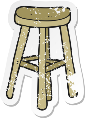 Bir insan tarafından çizilmiş karikatür taburesinin geriletilmiş çıkartması.