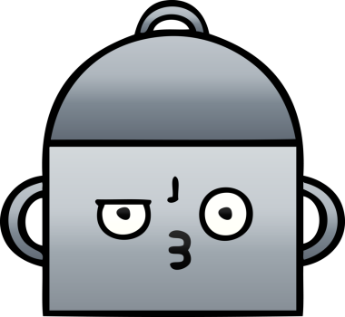 Bir insan tarafından çizilmiş tencerenin gölgeli karikatürü.