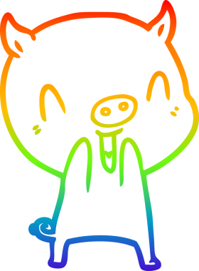 gökkuşağı gradyan çizimi mutlu çizgi domuz çizimi bir insan tarafından çizilmiş