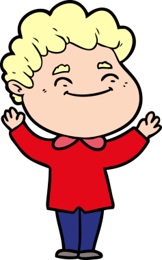 Bir insan tarafından çizilmiş çizgi film dostu bir adam.