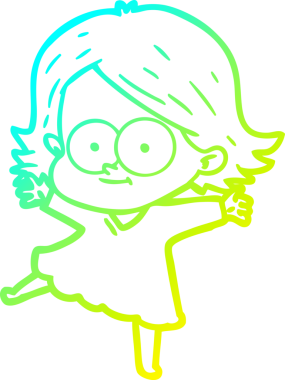 Bir insan tarafından çizilmiş mutlu çizgi film kızı çizimi.