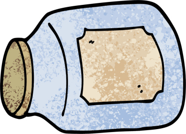 Bir insan tarafından çizilmiş grunge desenli cam kavanoz çizimi.