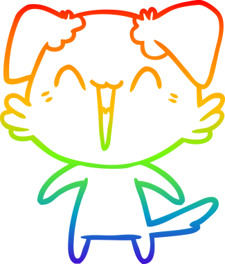 gökkuşağı gradyan çizimi bir insan tarafından çizilmiş mutlu küçük bir köpek çizgi filmi