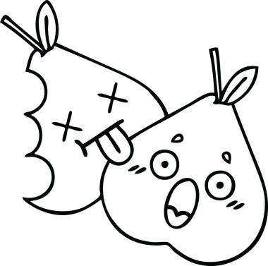 Bir insan tarafından çizilmiş yeşil bir armut çizimi.