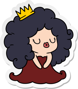 Bir insan tarafından çizilmiş kawai kızının serbest sticker karikatürü.