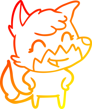 Bir insan tarafından çizilmiş mutlu bir tilkinin sıcak çizgi çizimi