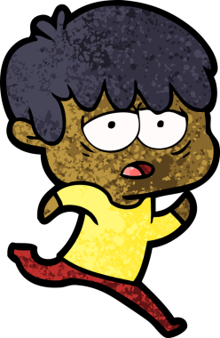 Bir insan tarafından çizilmiş bitkin çocuk çizgi filmi.