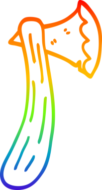 gökkuşağı gradyan çizgi çizimi bir insan tarafından çizilmiş bir balta