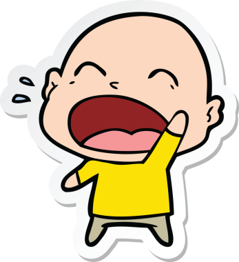 Bir insan tarafından çizilmiş kel adam diye bağıran bir çizgi film çıkartması.