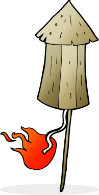 Bir insan tarafından çizilmiş eski bir havai fişek roketi.