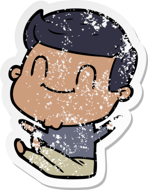 Bir insan tarafından çizilmiş, karikatür dostu bir adamın sıkıntılı çıkartması.