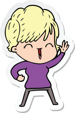 Bir insan tarafından çizilmiş gülen bir karikatür çıkartması.