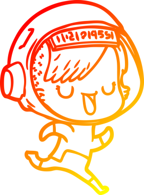 Bir insan tarafından çizilmiş bir astronot kadın çizgi çizimi.